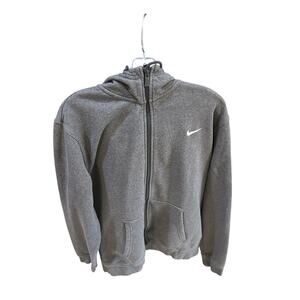 Vintage Nike Sweater Mens Size XL Gray Full Zip Hooded Blue Tag Long Sleeve